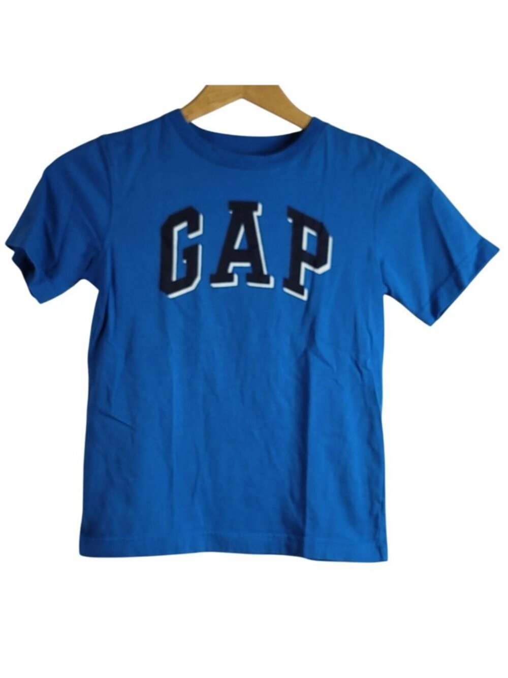 GAP Boys Logo Short Sleeve T Shirt Blue Small Crew Neck Pullover 100% Cotton